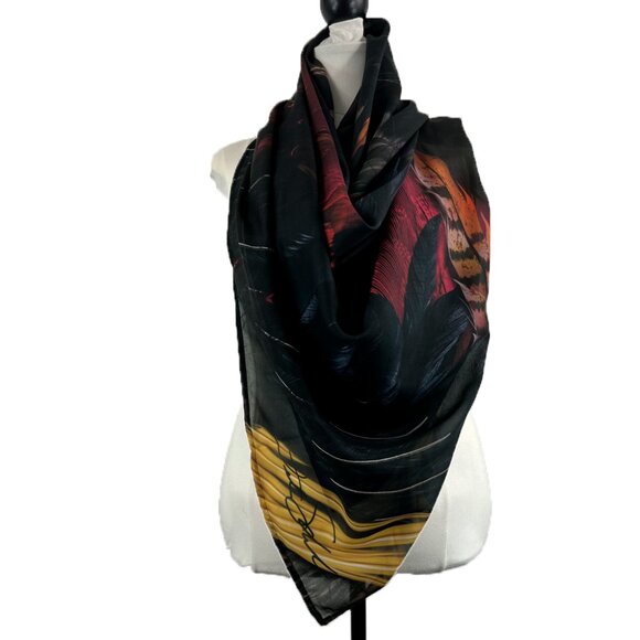 Raven Feathers Tribal Chiffon Oversized Square Scarf - Picture 6 of 8